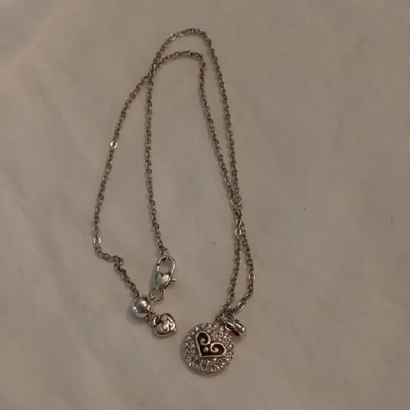 Brighton Silver Heart Pendant Necklace 18 Inch Chain Matching Earrings Avail - Picture 3 of 3